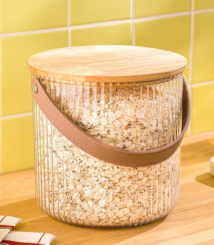  سطل شیاردار درب چوبی 3 لیتر