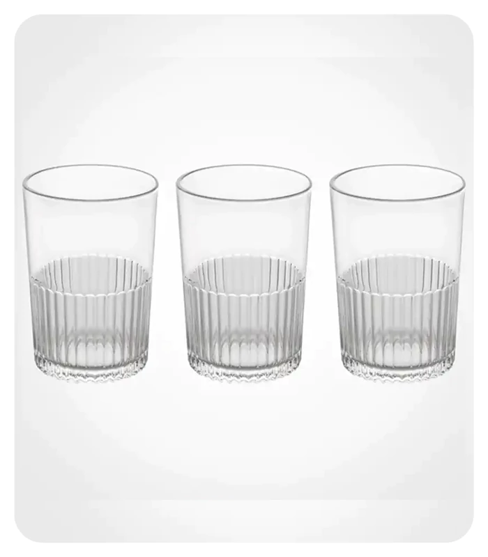 لیوان شیشه ای شیاردار 350 سی سی لیمون کد 221700